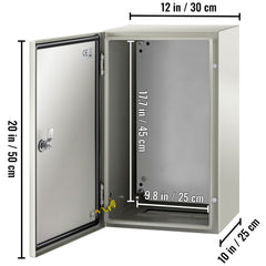 NEMA Steel Enclosure, 20 x 12 x 10\'\' NEMA 4X Steel Electrical Box, IP66 Waterproof & Dustproof, Outdoor/Indoor Electrical Junction Box, with Mounting Plate