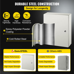 NEMA Steel Enclosure, 50 x 40 x 15 cm NEMA 4X Steel Electrical Box, IP66 Waterproof & Dustproof, Outdoor/Indoor Electrical Junction Box, with Mounting Plate