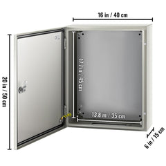 NEMA Steel Enclosure, 50 x 40 x 15 cm NEMA 4X Steel Electrical Box, IP66 Waterproof & Dustproof, Outdoor/Indoor Electrical Junction Box, with Mounting Plate
