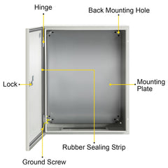 NEMA Steel Enclosure, 50 x 40 x 15 cm NEMA 4X Steel Electrical Box, IP66 Waterproof & Dustproof, Outdoor/Indoor Electrical Junction Box, with Mounting Plate