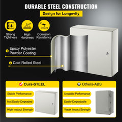 NEMA Steel Enclosure, 20 x 20 x 6\'\' NEMA 4X Steel Electrical Box, IP66 Waterproof & Dustproof, Outdoor/Indoor Electrical Junction Box, with Mounting Plate