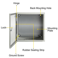 NEMA Steel Enclosure, 20 x 20 x 6\'\' NEMA 4X Steel Electrical Box, IP66 Waterproof & Dustproof, Outdoor/Indoor Electrical Junction Box, with Mounting Plate
