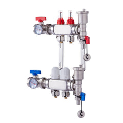 2-Branch Radiant Heat Manifold, 1/2" PEX Tubing Manifold, Stainless Steel PEX Manifold for Hydronic Radiant Floor Heating, Radiant Heat PEX Manifold Kit with 1/2" Adapters Included