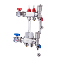 2-Branch Radiant Heat Manifold, 1/2" PEX Tubing Manifold, Stainless Steel PEX Manifold for Hydronic Radiant Floor Heating, Radiant Heat PEX Manifold Kit with 1/2" Adapters Included