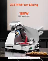 Meat Slicer 180W 250 mm Electric Deli Food Slicer for Meat Bread Cheese