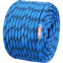 12.7mm Static Climbing Rope, 45.7M(150ft) Outdoor Rock Climbing Rope 30KN Breaking Tension, Fiber Rope with Steel Snap Hooks for Escape, Rappelling, Fire Rescue, Blue