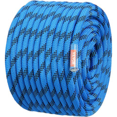 12.7mm Static Climbing Rope, 45.7M(150ft) Outdoor Rock Climbing Rope 30KN Breaking Tension, Fiber Rope with Steel Snap Hooks for Escape, Rappelling, Fire Rescue, Blue