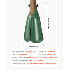 Tree Watering Bag 3 Packs 20 Gallons Slow Release Tree Water Bag Durable
