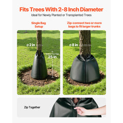 75.7 L Tree Watering Bags, 4 Pack 3-4 Hours Slow Release Gator Bags for Trees, Heavy Duty PE Tree Drip Irrigation Bag with Zipper, Durable & Reusable Deep Root Shrub Watering Bag