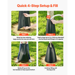 75.7 L Tree Watering Bags, 4 Pack 3-4 Hours Slow Release Gator Bags for Trees, Heavy Duty PE Tree Drip Irrigation Bag with Zipper, Durable & Reusable Deep Root Shrub Watering Bag