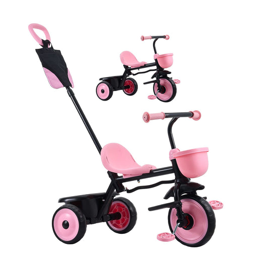 Toddler Tricycle & Stroller for 18 Months to 5 Year Old, Kids Trike with Parent Push Handle, Adjustable Seat & Storage for Outdoor Play, Tricycle for Toddlers, Birthday Toy for Boys and Girls