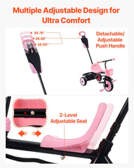 Toddler Tricycle & Stroller for 18 Months to 5 Year Old, Kids Trike with Parent Push Handle, Adjustable Seat & Storage for Outdoor Play, Tricycle for Toddlers, Birthday Toy for Boys and Girls