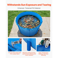 Canvas Fish Pond, 1700 L Capacity Above Ground Fish Pond, Foldable PVC Koi Tank, Round Goldfish Tank with Stable PVC Frame and Drain Valve, for Aquaculture, Koi Breeding, and Irrigation (Blue)