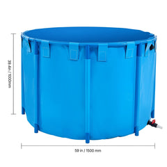 Canvas Fish Pond, 1700 L Capacity Above Ground Fish Pond, Foldable PVC Koi Tank, Round Goldfish Tank with Stable PVC Frame and Drain Valve, for Aquaculture, Koi Breeding, and Irrigation (Blue)