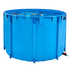 Canvas Fish Pond, 1700 L Capacity Above Ground Fish Pond, Foldable PVC Koi Tank, Round Goldfish Tank with Stable PVC Frame and Drain Valve, for Aquaculture, Koi Breeding, and Irrigation (Blue)