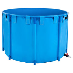 Canvas Fish Pond, 1700 L Capacity Above Ground Fish Pond, Foldable PVC Koi Tank, Round Goldfish Tank with Stable PVC Frame and Drain Valve, for Aquaculture, Koi Breeding, and Irrigation (Blue)