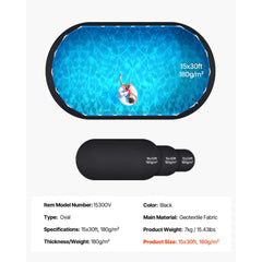 Oval Pool Liner Pad, 15 x 30 ft Pool Liner Pad for Above Ground Swimming Pools, Extra-Thick Pool Mat, Prevents Punctures, Recycled Geotextile Material Underlayment Pad, Extend Liner Life