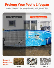 Oval Pool Liner Pad, 18 x 33 ft Pool Liner Pad for Above Ground Swimming Pools, Extra-Thick Pool Mat, Prevents Punctures, Recycled Geotextile Material Underlayment Pad, Extend Liner Life