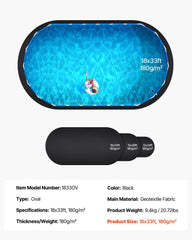 Oval Pool Liner Pad, 18 x 33 ft Pool Liner Pad for Above Ground Swimming Pools, Extra-Thick Pool Mat, Prevents Punctures, Recycled Geotextile Material Underlayment Pad, Extend Liner Life
