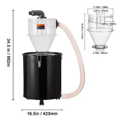 Cyclone Dust Separator with Metal Tank, 4" Retrofit Cyclone Separator for Dust Collectors, ABS Dust Deputy With 2" Hole O.D. Connector & Hose for Wet/Dry Shop Vacuums, Fits 50L Tank