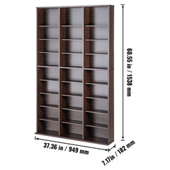 Media Storage Cabinet, 9-layer DVD Shelf Holds up to 756 CDs, Adjustable CD Shelves 27 Compartments, Protects & Organizes Music, Movie, Video Games or Memorabilia Collections, Espresso