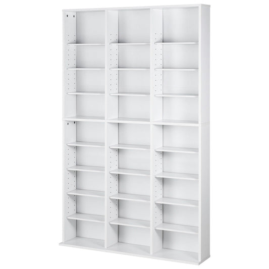 Media Storage Cabinet, 9-layer DVD Shelf Holds up to 756 CDs, Adjustable CD Shelves 27 Compartments, Protects & Organizes Music, Movie, Video Games or Memorabilia Collections,White