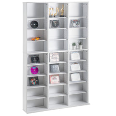 Media Storage Cabinet, 9-layer DVD Shelf Holds up to 756 CDs, Adjustable CD Shelves 27 Compartments, Protects & Organizes Music, Movie, Video Games or Memorabilia Collections,White