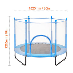 60" Kids Trampoline, 5FT Indoor Outdoor Trampoline, Mini Toddler Recreational Trampolinewith Safety Enclosure Net and Basketball Hoop, Birthday Gifts Christmas Toys for 3+ Years Children, Blue
