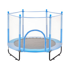 60" Kids Trampoline, 5FT Indoor Outdoor Trampoline, Mini Toddler Recreational Trampolinewith Safety Enclosure Net and Basketball Hoop, Birthday Gifts Christmas Toys for 3+ Years Children, Blue