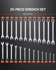 Combination Wrench Set 25-Piece Metric 6 mm to 32 mm with Roll-up Pouch