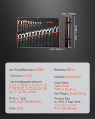 Combination Wrench Set 25-Piece Metric 6 mm to 32 mm with Roll-up Pouch