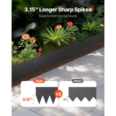 Steel Landscape Edging, 3 Packs 1016 x 203 mm Rust-Resistant Metal Landscape Edging, Bendable Garden Edging Border, Heavy Duty Lawn Edging, Easy-to-Install, Flower Bed Yard Pathway Divider Black