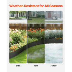 Steel Landscape Edging, 3 Packs 1016 x 203 mm Rust-Resistant Metal Landscape Edging, Bendable Garden Edging Border, Heavy Duty Lawn Edging, Easy-to-Install, Flower Bed Yard Pathway Divider Black