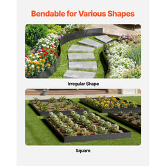 Steel Landscape Edging, 3 Packs 1016 x 203 mm Rust-Resistant Metal Landscape Edging, Bendable Garden Edging Border, Heavy Duty Lawn Edging, Easy-to-Install, Flower Bed Yard Pathway Divider Black