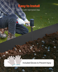 Steel Landscape Edging, 3 Packs 1016 x 203 mm Rust-Resistant Metal Landscape Edging, Bendable Garden Edging Border, Heavy Duty Lawn Edging, Easy-to-Install, Flower Bed Yard Pathway Divider Black