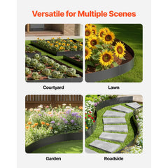 Steel Landscape Edging, 3 Packs 1016 x 203 mm Rust-Resistant Metal Landscape Edging, Bendable Garden Edging Border, Heavy Duty Lawn Edging, Easy-to-Install, Flower Bed Yard Pathway Divider Black