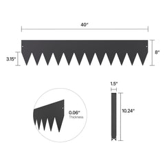 Steel Landscape Edging, 3 Packs 1016 x 203 mm Rust-Resistant Metal Landscape Edging, Bendable Garden Edging Border, Heavy Duty Lawn Edging, Easy-to-Install, Flower Bed Yard Pathway Divider Black