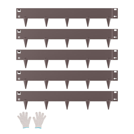 Steel Landscape Edging, 5 Packs 990 x 181 mm Rust-Resistant Metal Landscape Edging, Bendable Garden Edging Border, Heavy Duty Lawn Edging, Easy-to-Install, Flower Bed Yard Pathway Divider Brown