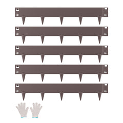 Steel Landscape Edging, 5 Packs 990 x 181 mm Rust-Resistant Metal Landscape Edging, Bendable Garden Edging Border, Heavy Duty Lawn Edging, Easy-to-Install, Flower Bed Yard Pathway Divider Brown