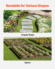 Steel Landscape Edging, 5 Packs 990 x 181 mm Rust-Resistant Metal Landscape Edging, Bendable Garden Edging Border, Heavy Duty Lawn Edging, Easy-to-Install, Flower Bed Yard Pathway Divider Brown