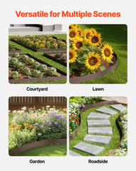 Steel Landscape Edging, 5 Packs 990 x 181 mm Rust-Resistant Metal Landscape Edging, Bendable Garden Edging Border, Heavy Duty Lawn Edging, Easy-to-Install, Flower Bed Yard Pathway Divider Brown