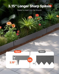 Steel Landscape Edging, 5 Packs 990 x 156 mm Rust-Resistant Metal Landscape Edging, Bendable Garden Edging Border, Heavy Duty Lawn Edging, Easy-to-Install, Flower Bed Yard Pathway Divider Dark Gray