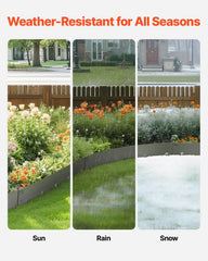 Steel Landscape Edging, 5 Packs 990 x 156 mm Rust-Resistant Metal Landscape Edging, Bendable Garden Edging Border, Heavy Duty Lawn Edging, Easy-to-Install, Flower Bed Yard Pathway Divider Dark Gray