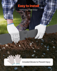 Steel Landscape Edging, 5 Packs 990 x 156 mm Rust-Resistant Metal Landscape Edging, Bendable Garden Edging Border, Heavy Duty Lawn Edging, Easy-to-Install, Flower Bed Yard Pathway Divider Dark Gray