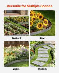 Steel Landscape Edging, 5 Packs 990 x 156 mm Rust-Resistant Metal Landscape Edging, Bendable Garden Edging Border, Heavy Duty Lawn Edging, Easy-to-Install, Flower Bed Yard Pathway Divider Dark Gray