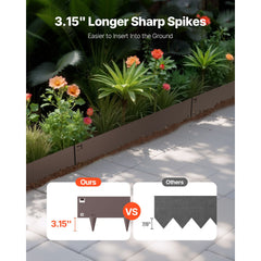 Steel Landscape Edging, 5 Packs 990 x 156 mm Rust-Resistant Metal Landscape Edging, Bendable Garden Edging Border, Heavy Duty Lawn Edging, Easy-to-Install, Flower Bed Yard Pathway Divider Brown