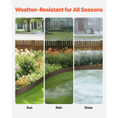 Steel Landscape Edging, 5 Packs 990 x 156 mm Rust-Resistant Metal Landscape Edging, Bendable Garden Edging Border, Heavy Duty Lawn Edging, Easy-to-Install, Flower Bed Yard Pathway Divider Brown