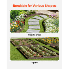 Steel Landscape Edging, 5 Packs 990 x 156 mm Rust-Resistant Metal Landscape Edging, Bendable Garden Edging Border, Heavy Duty Lawn Edging, Easy-to-Install, Flower Bed Yard Pathway Divider Brown