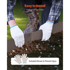 Steel Landscape Edging, 5 Packs 990 x 156 mm Rust-Resistant Metal Landscape Edging, Bendable Garden Edging Border, Heavy Duty Lawn Edging, Easy-to-Install, Flower Bed Yard Pathway Divider Brown