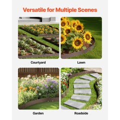 Steel Landscape Edging, 5 Packs 990 x 156 mm Rust-Resistant Metal Landscape Edging, Bendable Garden Edging Border, Heavy Duty Lawn Edging, Easy-to-Install, Flower Bed Yard Pathway Divider Brown